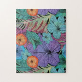 Puzzle Jardin tropical de fleurs violettes hibiscus Parad (Vertical)