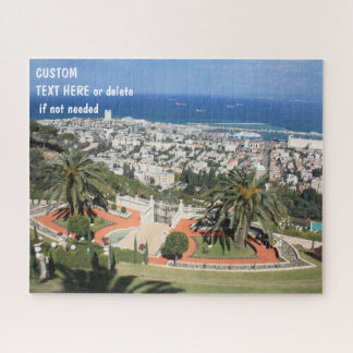 Puzzle Jardins Baha'i à Haïfa, Israël, texte personnalisé