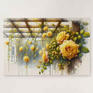 Puzzle Jardins de roses jaunes à l'aquarelle