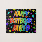 Puzzle "JARED" First Name, Fun "HAPPY BIRTHDAY" (Horizontal)