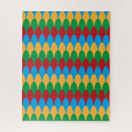 Puzzle Jaune Bleu Vert & Rouge Géométrique Coquilles (Vertical)