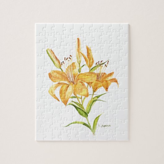 Puzzle jaune citron orange aquarelle (Vertical)