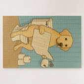 Puzzle Jaune Labrador Lecture journal sur Toilet (Horizontal)