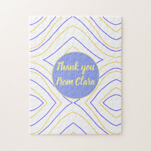 Puzzle Jaune violet ajouter nom merci titre lignes courbe