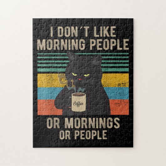 Puzzle Je Déteste Les Matins, Les Matins Et Les Gens Chat (Vertical)