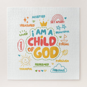 Puzzle Je suis un enfant de Dieu Christian Retro Jésus Fo