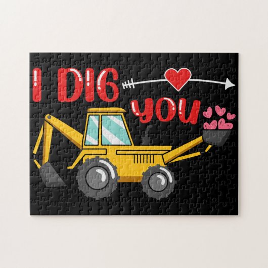 Puzzle Je t'ai creusé Backhoe Valentine (Horizontal)