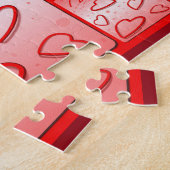 Puzzle Je t'aime avec les coeurs Arrière - plan rose (Côté)