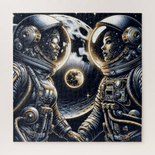 Puzzle Je t'aime jusqu'à la Lune et retour Astronautes