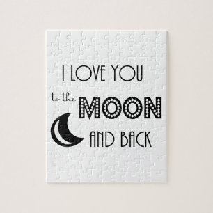 Puzzle je t'aime jusqu'à la lune et retour noir blanc
