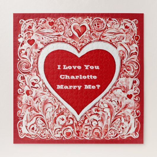 Puzzle Je T'Aime | Marry Me Red And White Love Heart (Vertical)