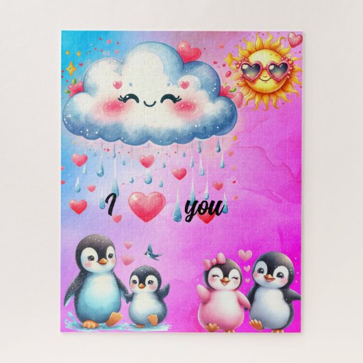 Puzzle Je t'aime pingouins (Vertical)