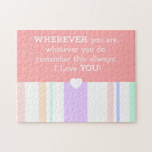 Puzzle Je vous aime citer phrase Pastel Colors Rose (Horizontal)