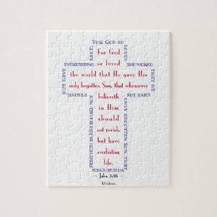 Puzzle Jean 3:16 Croix Rouge, Blanche et Bleue