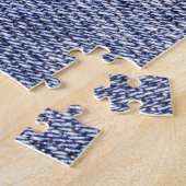 Puzzle Jeans bleus : texture cousue détaillée. (Côté)