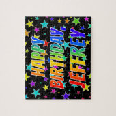 Puzzle "JEFFREY" Prénom, Amusant "HEUREUX ANNIVERSAIRE" (Vertical)