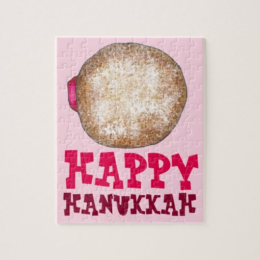 Puzzle Jelly Donut Doughnut Happy Hanoukka Jewish Holiday (Vertical)