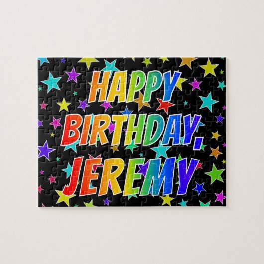 Puzzle "JEREMY" Prénom, Amusant "HEUREUX ANNIVERSAIRE" (Horizontal)