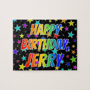 Puzzle "JERRY" Prénom, Amusant "HEUREUX ANNIVERSAIRE"