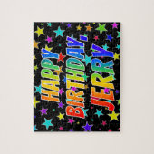 Puzzle "JERRY" Prénom, Amusant "HEUREUX ANNIVERSAIRE" (Vertical)