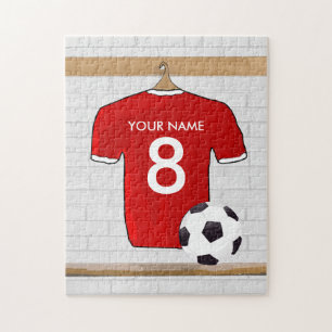 Puzzle Jersey de football rouge et blanc personnalisé