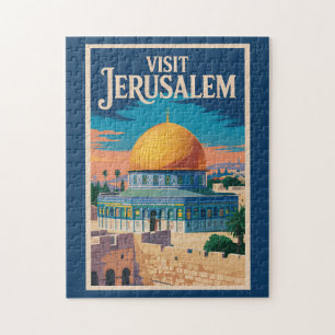 Puzzle Jérusalem Israël Illustration Art de Voyage Vintag