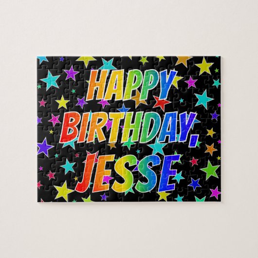 Puzzle "JESSE" Prénom, Amusant "HEUREUX ANNIVERSAIRE" (Horizontal)