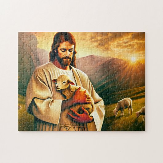 Puzzle Jesus and Lamb Christian Divine Comfort (Horizontal)