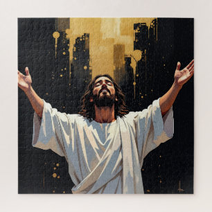 Puzzle Jésus-Christ Notre Sauveur   Noir et Or