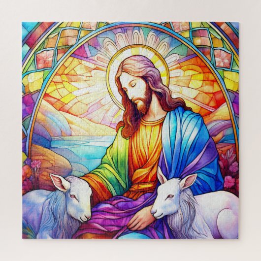 Puzzle Jesus in Stained Glass (Vertical)