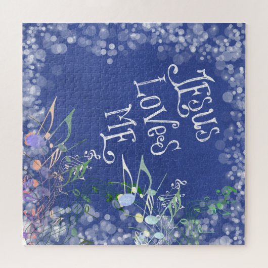 Puzzle Jésus m'aime avec des notes musicales (Horizontal)