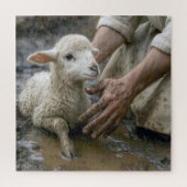 Puzzle Jesus Rescuing a Lamb From a Mud Puddle (Vertical)