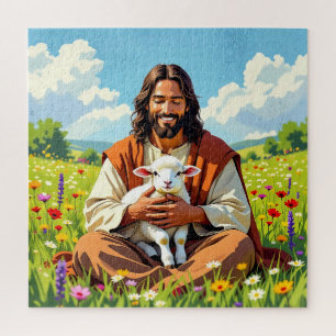Puzzle Jésus tenant un agneau   Religieux chrétien