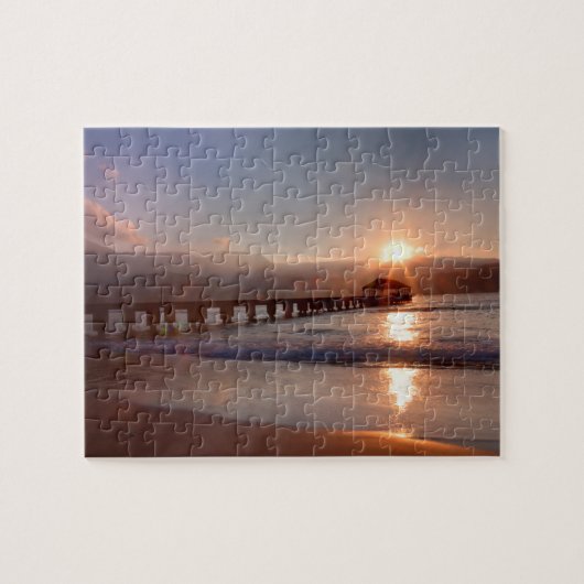 Puzzle Jetée de plage au coucher du soleil, Hawaï (Horizontal)