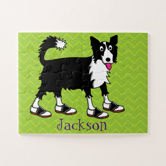 Puzzle Jett the Border Collie Kids Personnalisé (Horizontal)