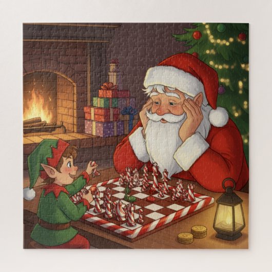 Puzzle Jeu d'échecs de Noël Santa & Elf (Vertical)