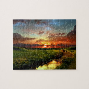 Puzzle Jeu Puzzle-Coucher de soleil à la campagne