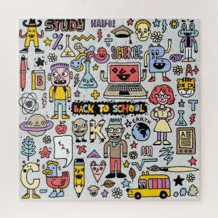 Puzzle Jeu Vintage de l'école Doodle coloré