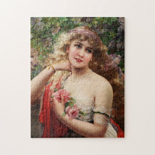 Puzzle Jeune Dame avec Roses par Emile Vernon (Vertical)