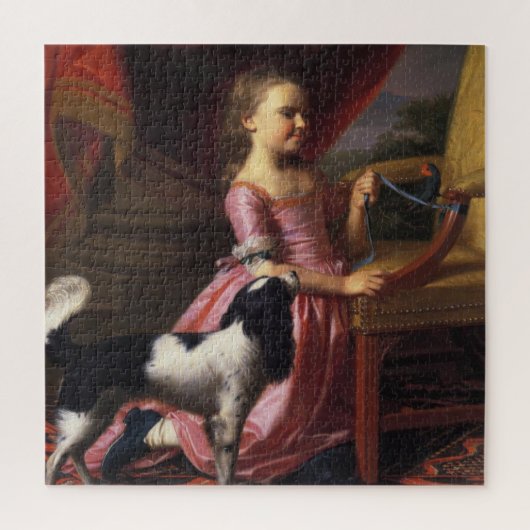 Puzzle Jeune dame avec un oiseau et un chien (Singleton C (Vertical)