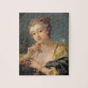 Puzzle Jeune femme avec un bouquet de Roses