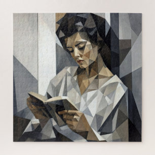 Puzzle Jeune femme lisant un livre Forme d'art cubiste