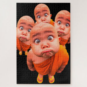 Puzzle Jeune moine mignon robe orange minimaliste