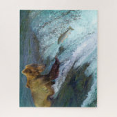 Puzzle Jigsaw Kodiak brun ours pêche. (Vertical)