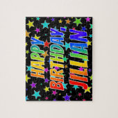 Puzzle "JILLIAN" Prénom, Amusant "HEUREUX ANNIVERSAIRE" (Vertical)