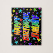 Puzzle "JIMMY" Prénom, Amusant "HEUREUX ANNIVERSAIRE" (Vertical)