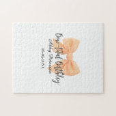 Puzzle Joli anniversaire ruban orange nom date simple pas (Horizontal)