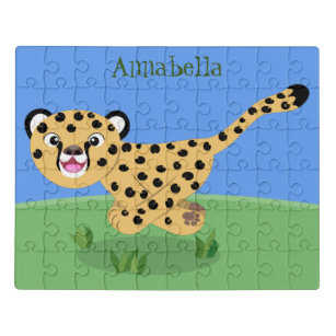 Puzzle Joli bébé guépard en cours de dessin animé illustr