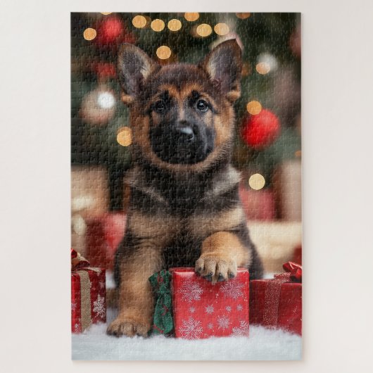 Puzzle Joli berger allemand Chien chiot Noël (Vertical)