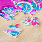 Puzzle Joli bleu rose fleurs motif (Côté)